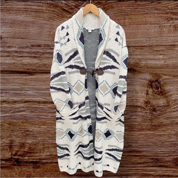 Coldwater Creek Taos Trails Southwestern Oatmeal Duster Knit Cardigan 1X VGUC - Picture 7 of 16
